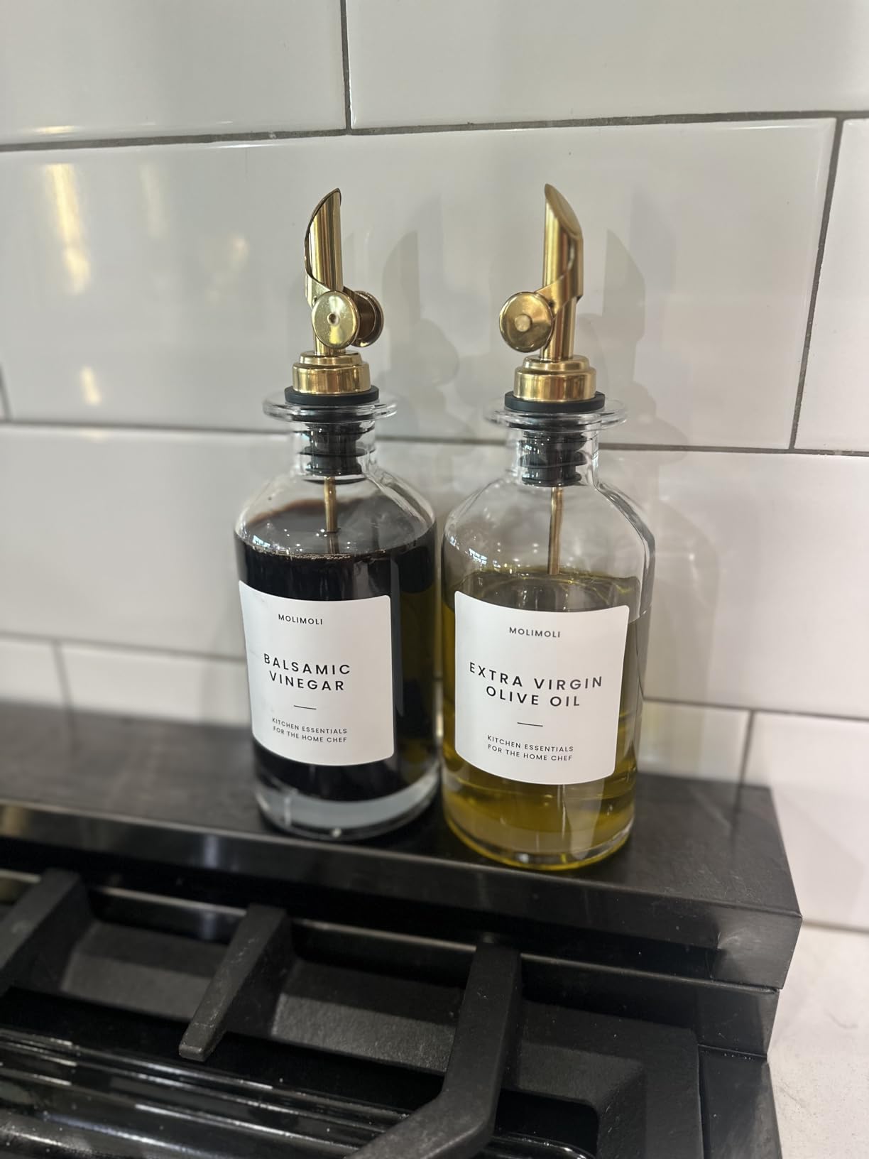 reusable glass oil and vinegar pourers